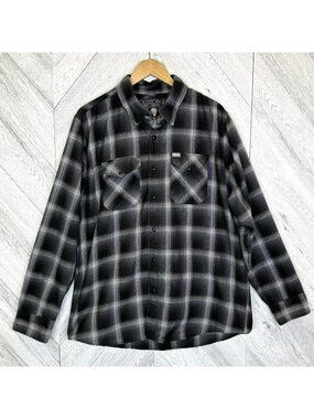 DIXXON Flannel Company The Static Mens Size XL Black Plaid Long Sleeve Shirt